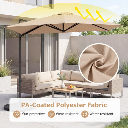 10 FT Cantilever Patio Umbrella, 360° Rotation, Beige Outdoor Umbrellas at Gallery Canada