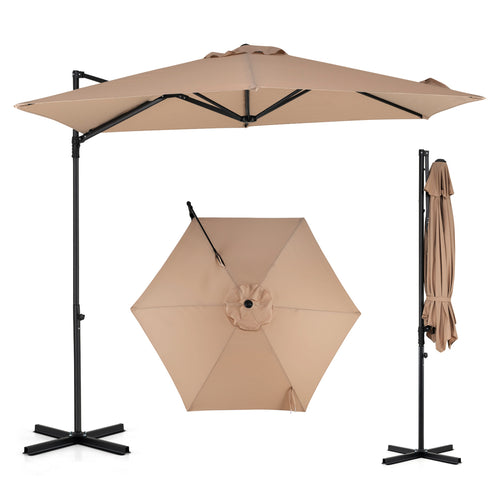 10 FT Cantilever Patio Umbrella, 360° Rotation, Tan