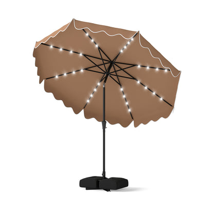 10 FT Outdoor Patio Umbrella, Solar LED Lights, Weighted Base, Brown Outdoor Umbrellas at Gallery Canada