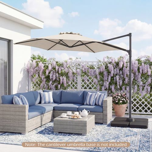 10 FT Patio Cantilever Umbrella, 360° Rotation, Beige