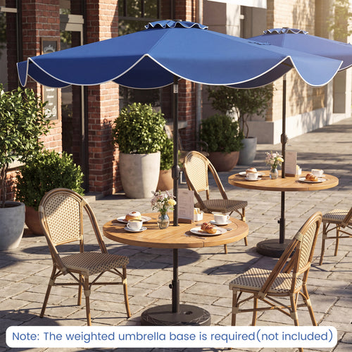 10 FT Scalloped Solar Patio Umbrella With 24 LED Lights, Navy