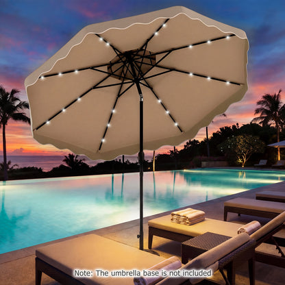 10 FT Solar LED Patio Umbrella, Brown Outdoor Umbrellas at Gallery Canada
