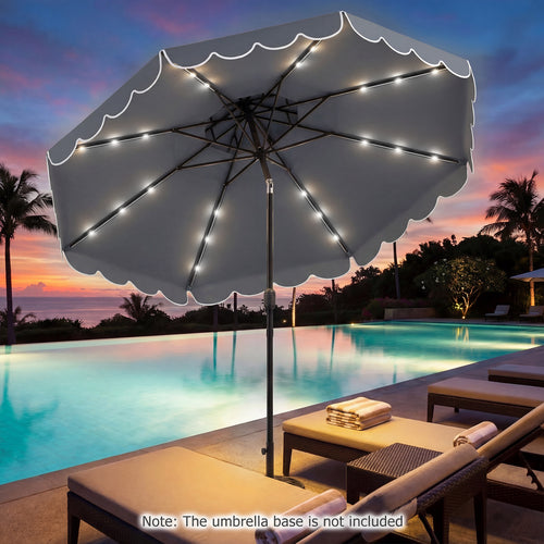 10 FT Solar LED Patio Umbrella, Gray