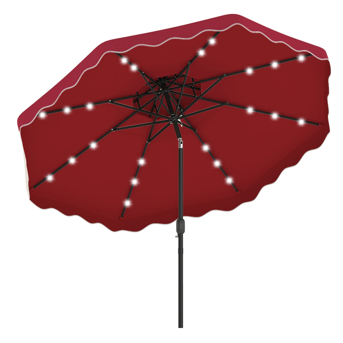 10 FT Solar LED Patio Umbrella, Red Outdoor Umbrellas Red at Gallery Canada