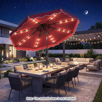 10 FT Solar LED Patio Umbrella, Red Outdoor Umbrellas at Gallery Canada