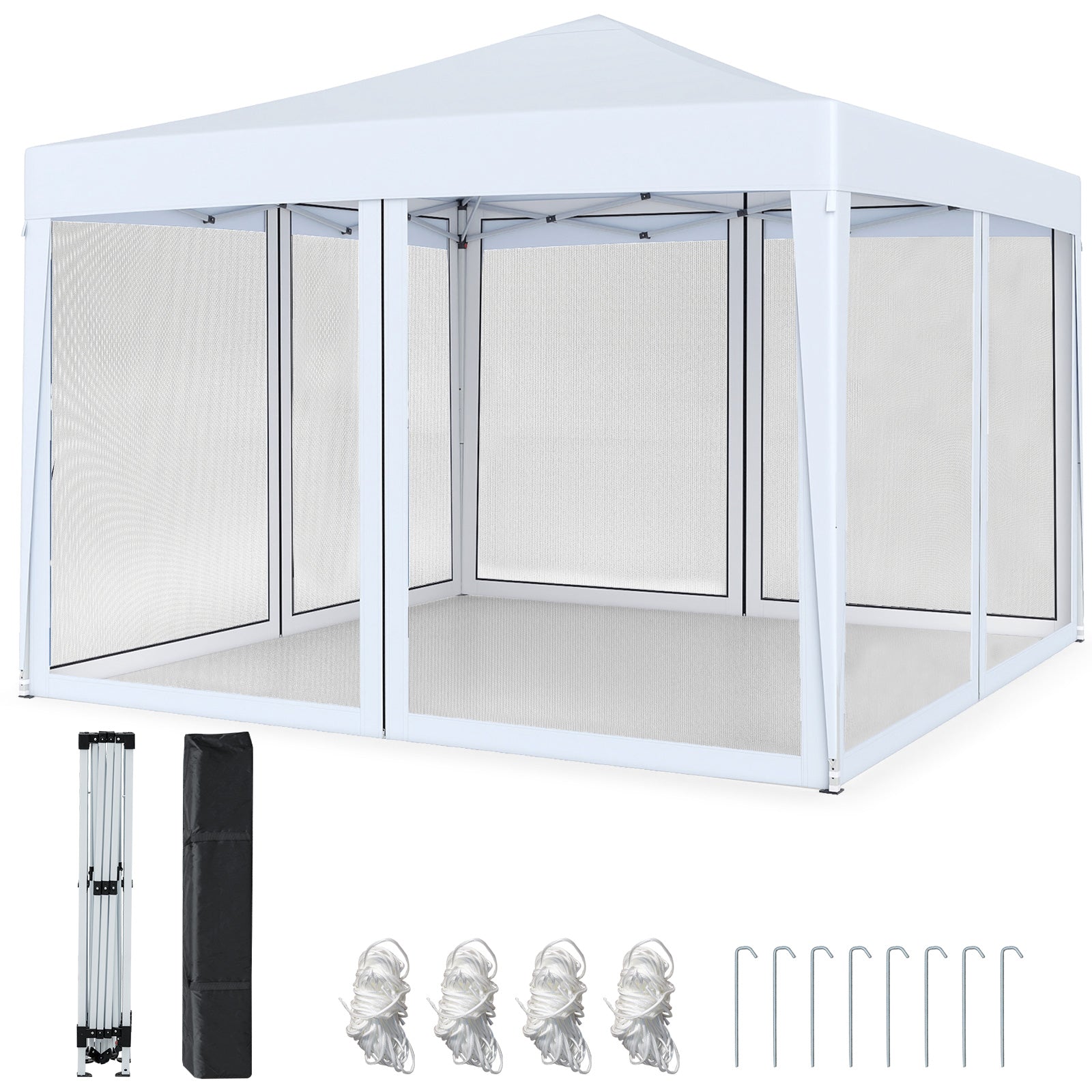 10 FT x 10 FT Pop-Up Canopy Tent, Easy Setup, White Canopies White at Gallery Canada