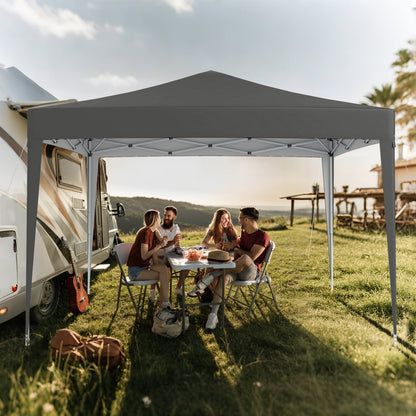 10 Ft x 10 Ft Pop-Up Canopy Tent with Mesh, Gray