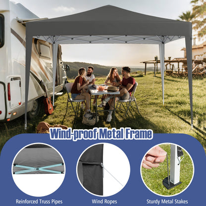 10 Ft x 10 Ft Pop-Up Canopy Tent with Mesh, Gray