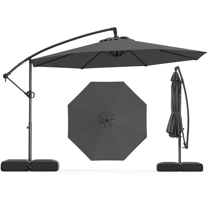 10 Feet Offset Hanging Patio Umbrella with Tilt, Gray Outdoor Umbrellas at Gallery Canada
