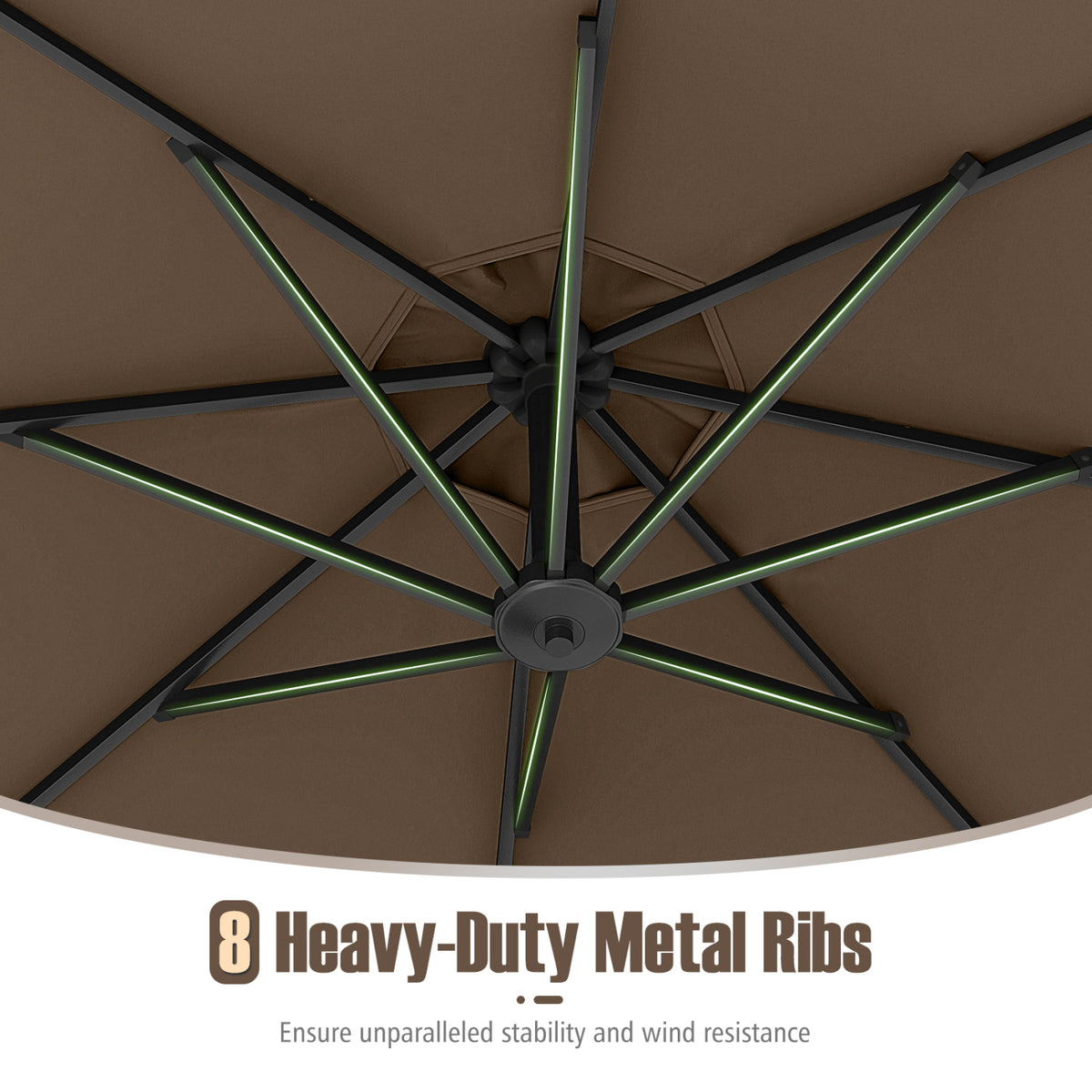 10 Feet Offset Hanging Patio Umbrella With Tilt, Taupe Outdoor Umbrellas at Gallery Canada