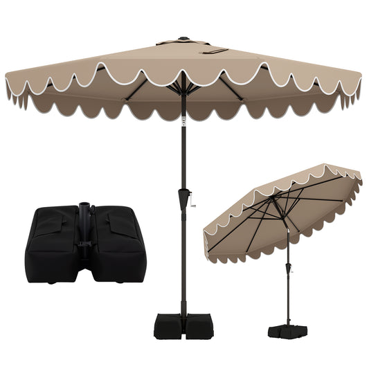 10 Feet Patio Umbrella, Weighted Base, Sandbags, Brown Outdoor Umbrellas Brown at Gallery Canada