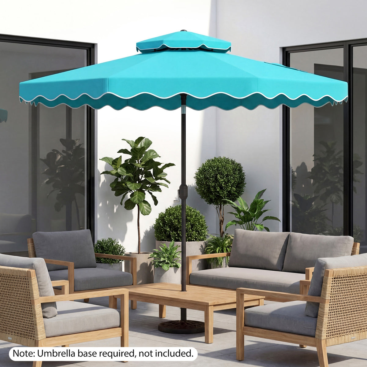 10 Feet Patio Umbrella, Push Button Tilt, Crank, Turquoise Outdoor Umbrellas at Gallery Canada