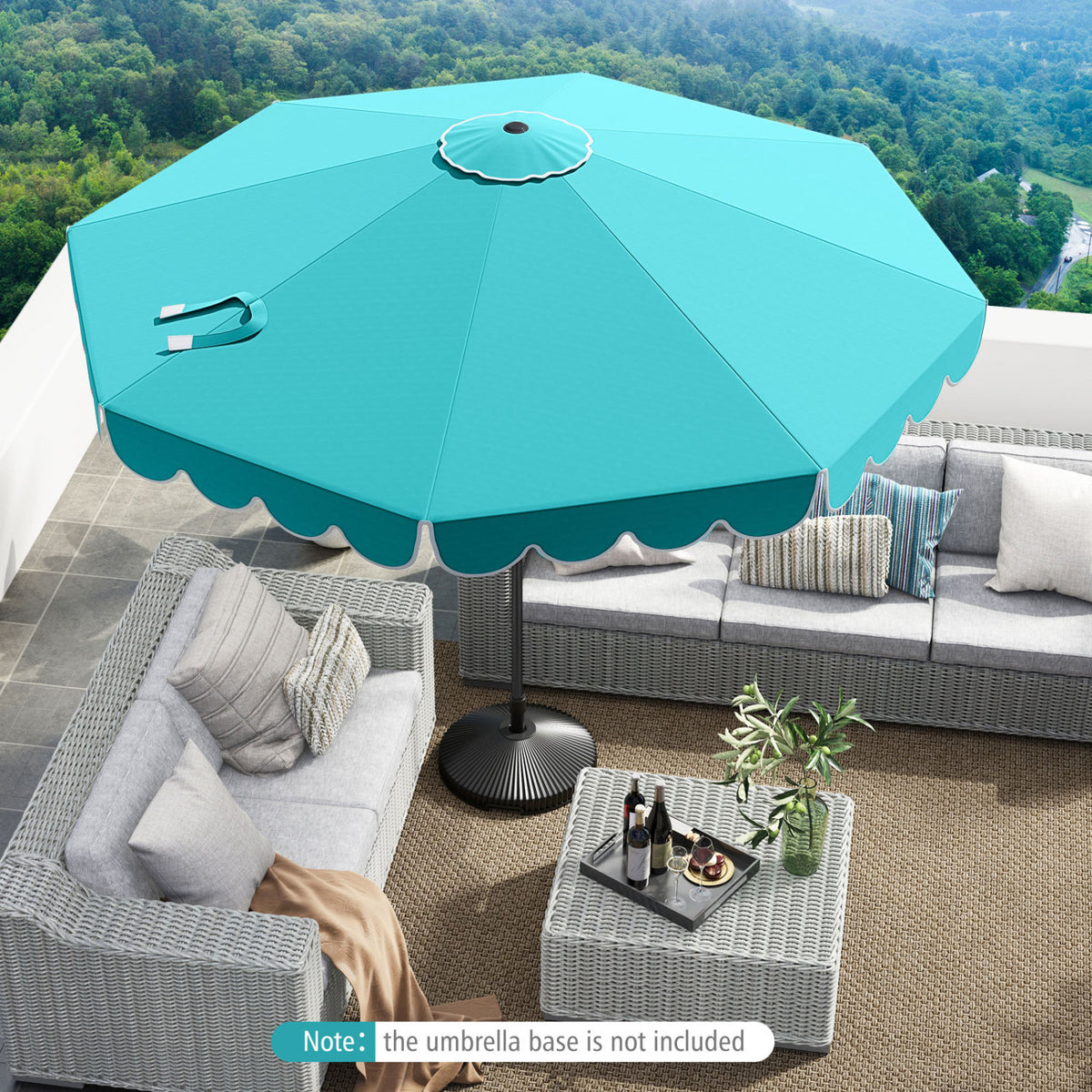 10 Feet Patio Umbrella, Crank Tilt Adjustment, Turquoise Outdoor Umbrellas at Gallery Canada