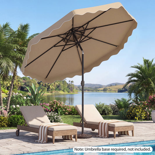 10 Feet Patio Umbrella, Push Button Tilt, Crank, Beige Outdoor Umbrellas Beige at Gallery Canada