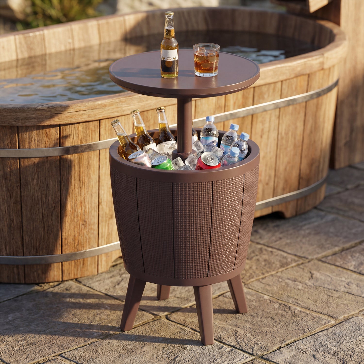 10 Gallon Beer And Wine Cooler, Lift-Top, Drainage Plug, Brown Coolers at Gallery Canada