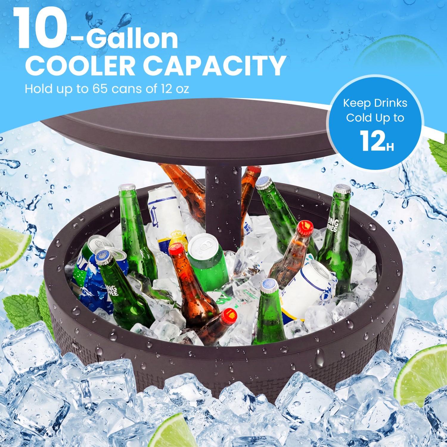 10 Gallon Beer And Wine Cooler, Lift-Top, Drainage Plug, Brown Coolers at Gallery Canada