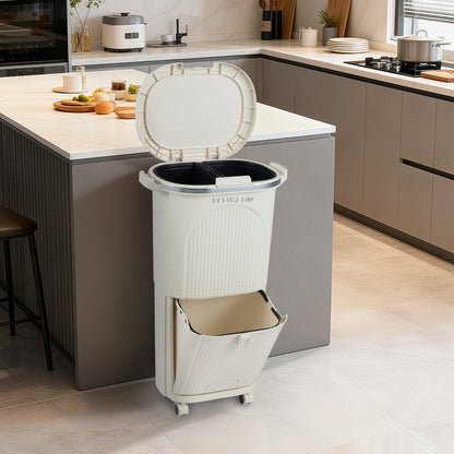 10 Gallon Kitchen Trash Can, Double Layer, Lid, 2 Removable Buckets, Beige Kitchen Trash Cans at Gallery Canada