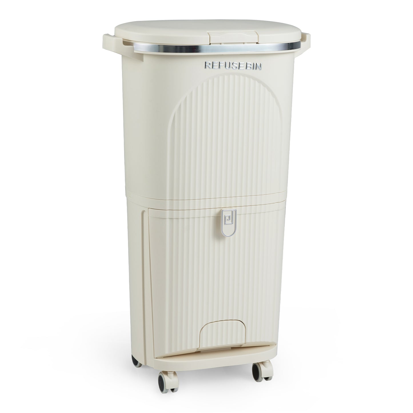 10 Gallon Kitchen Trash Can, Double Layer, Lid, 2 Removable Buckets, Beige Kitchen Trash Cans Beige at Gallery Canada