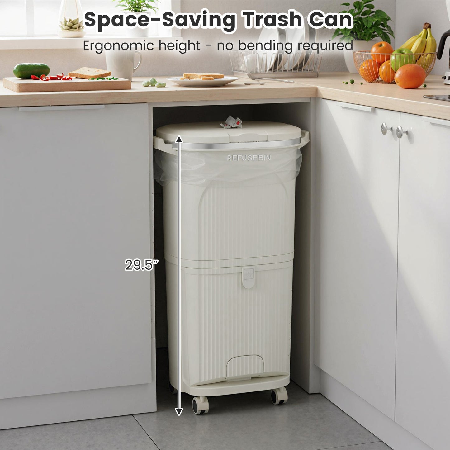10 Gallon Kitchen Trash Can, Double Layer, Lid, 2 Removable Buckets, Beige Kitchen Trash Cans at Gallery Canada