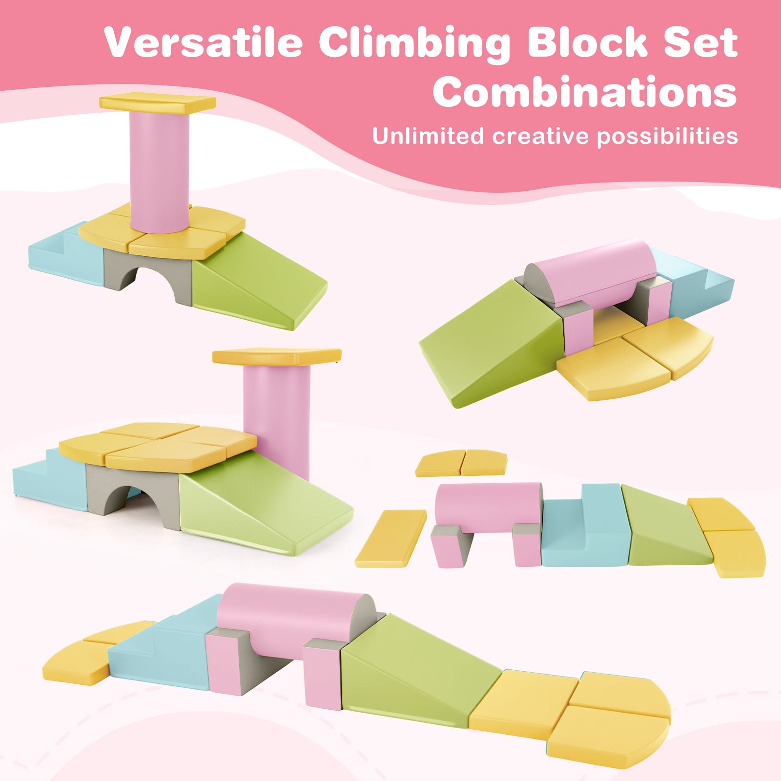 10-Piece Foam Climbing Toys, Soft Building Blocks, Yellow Climbers & Slides at Gallery Canada