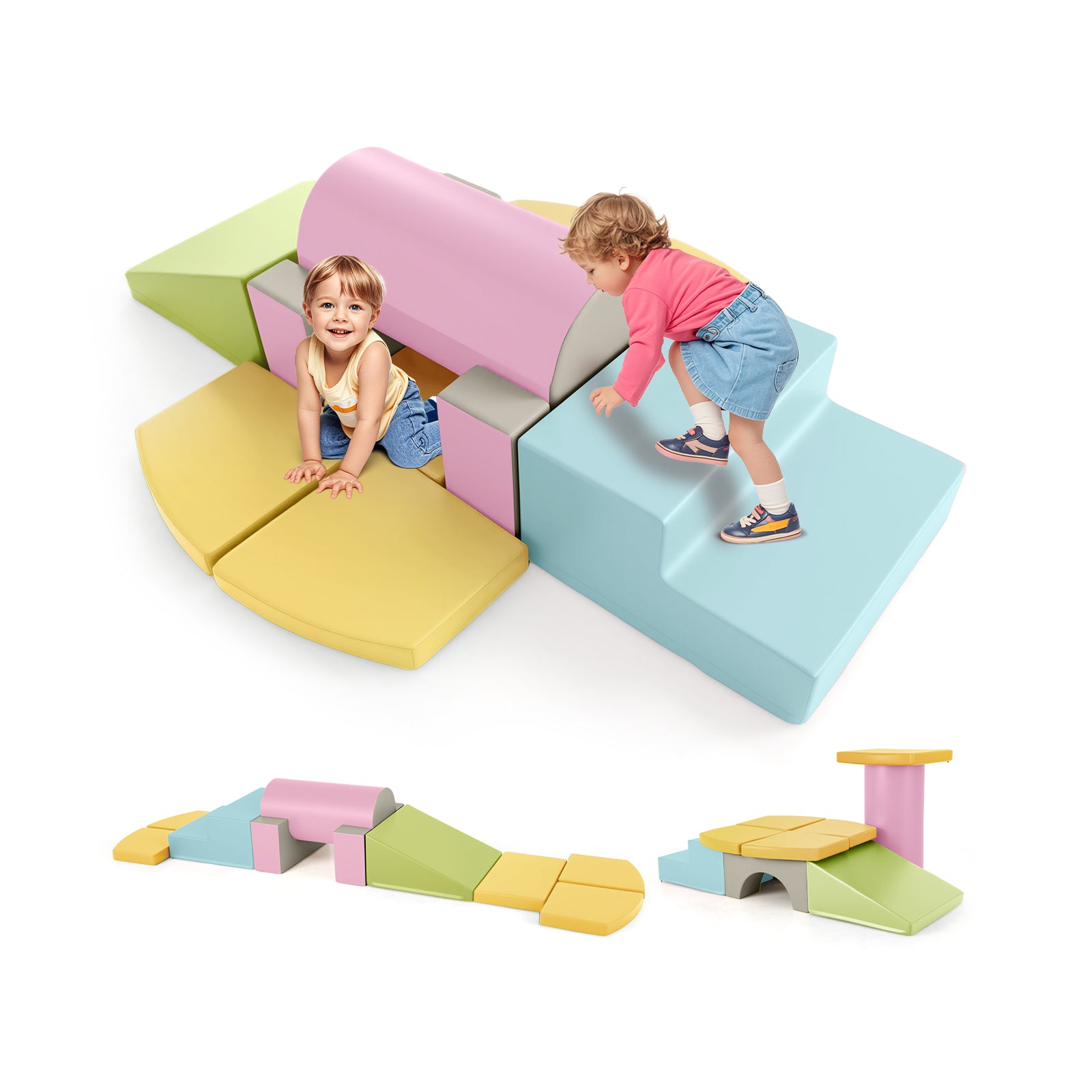 10-Piece Foam Climbing Toys, Soft Building Blocks, Yellow Climbers & Slides Yellow at Gallery Canada