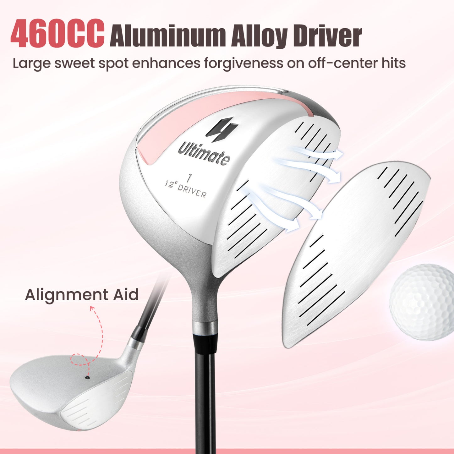 Women's Complete Golf Club Set, 10 Pieces, Alloy Driver, Pink Golf at Gallery Canada