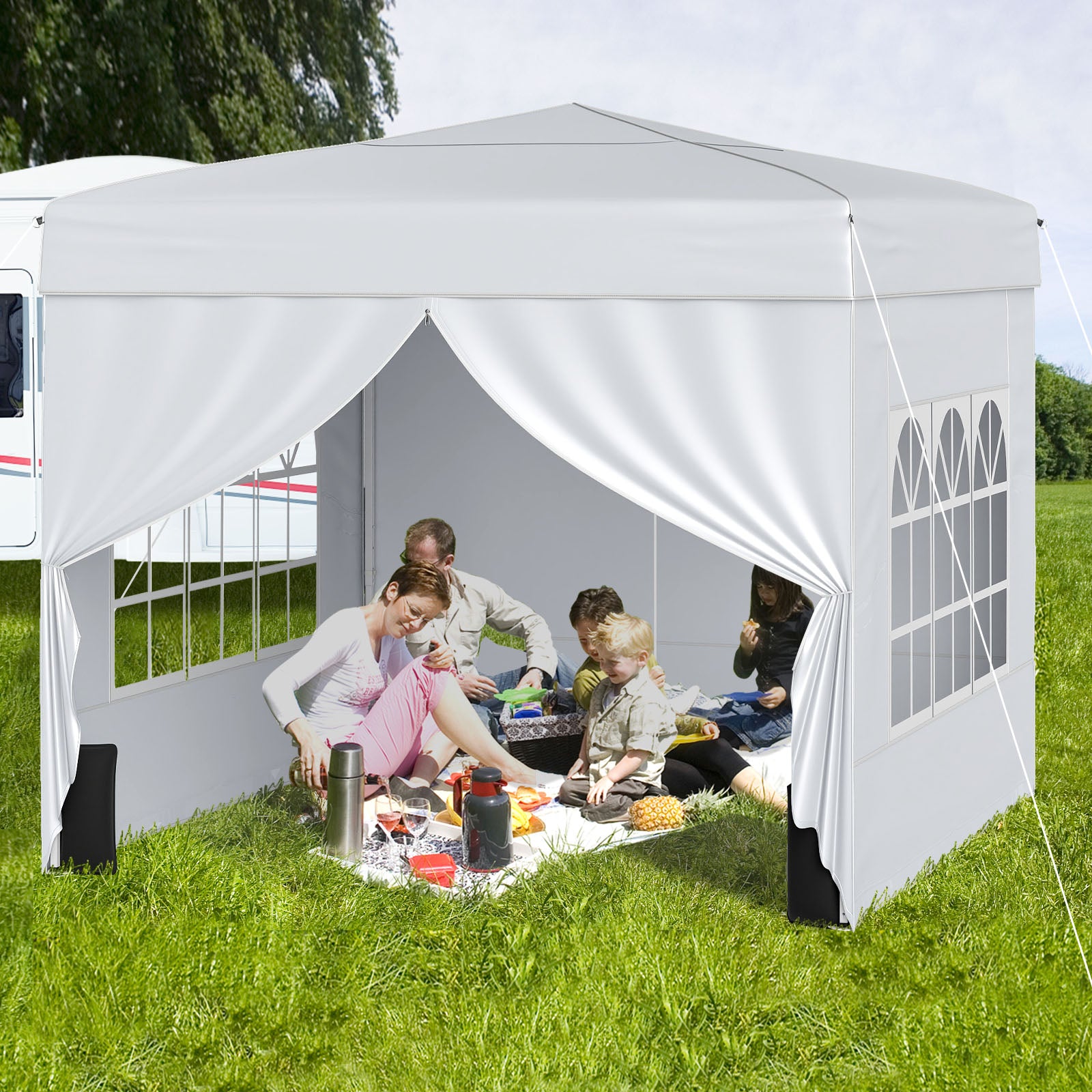10 X 10 FT Pop Up Canopy Tent, Outdoor Patio Commercial Sunshade Shelter, White Canopies at Gallery Canada