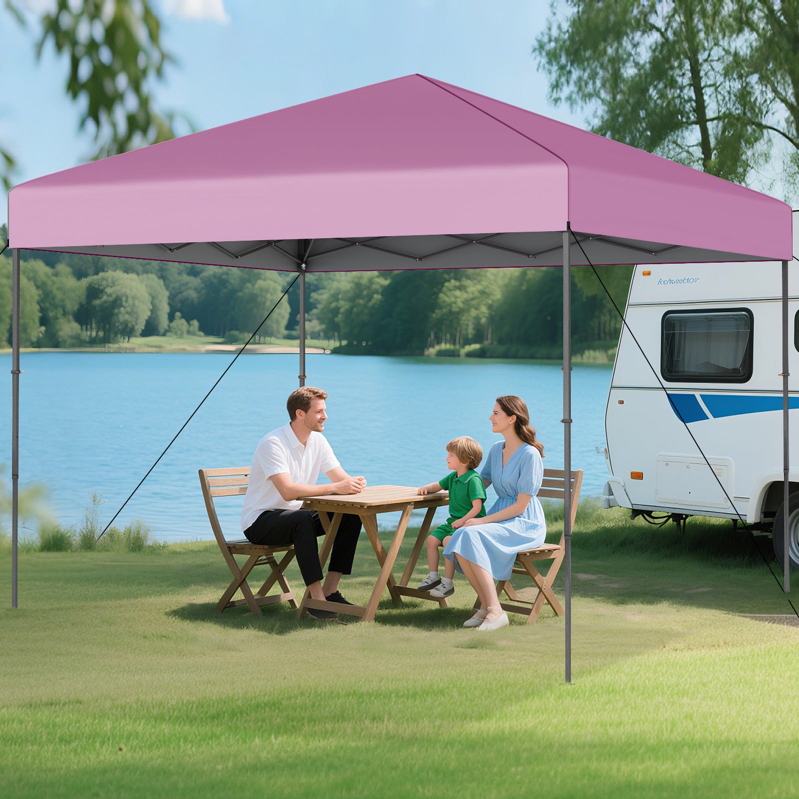 10 X 10 Feet Pop Up Canopy Tent, Portable Carrying Bag, 8 Stakes, Pink Canopies at Gallery Canada
