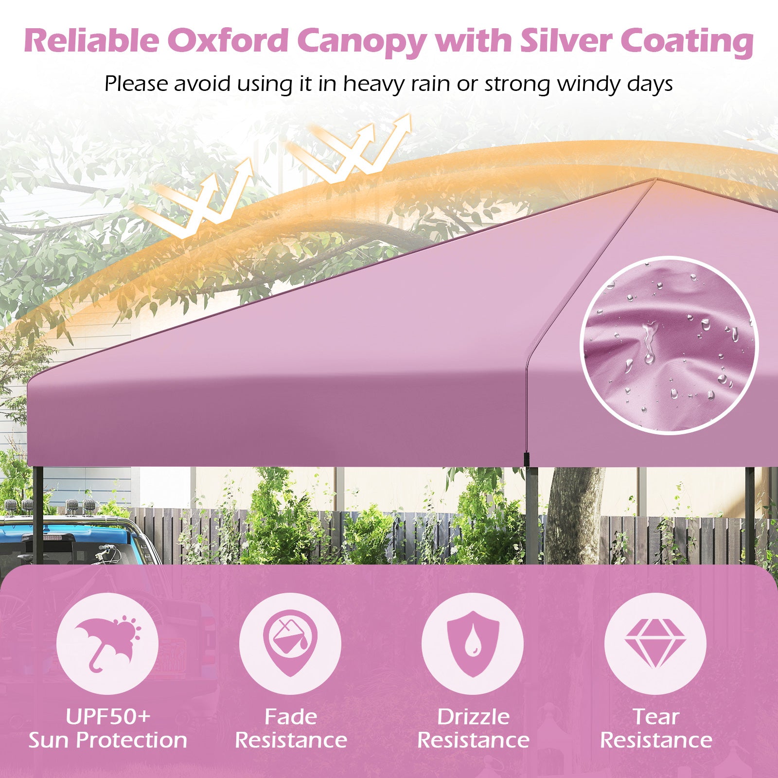 10 X 10 Feet Pop Up Canopy Tent, Portable Carrying Bag, 8 Stakes, Pink Canopies at Gallery Canada