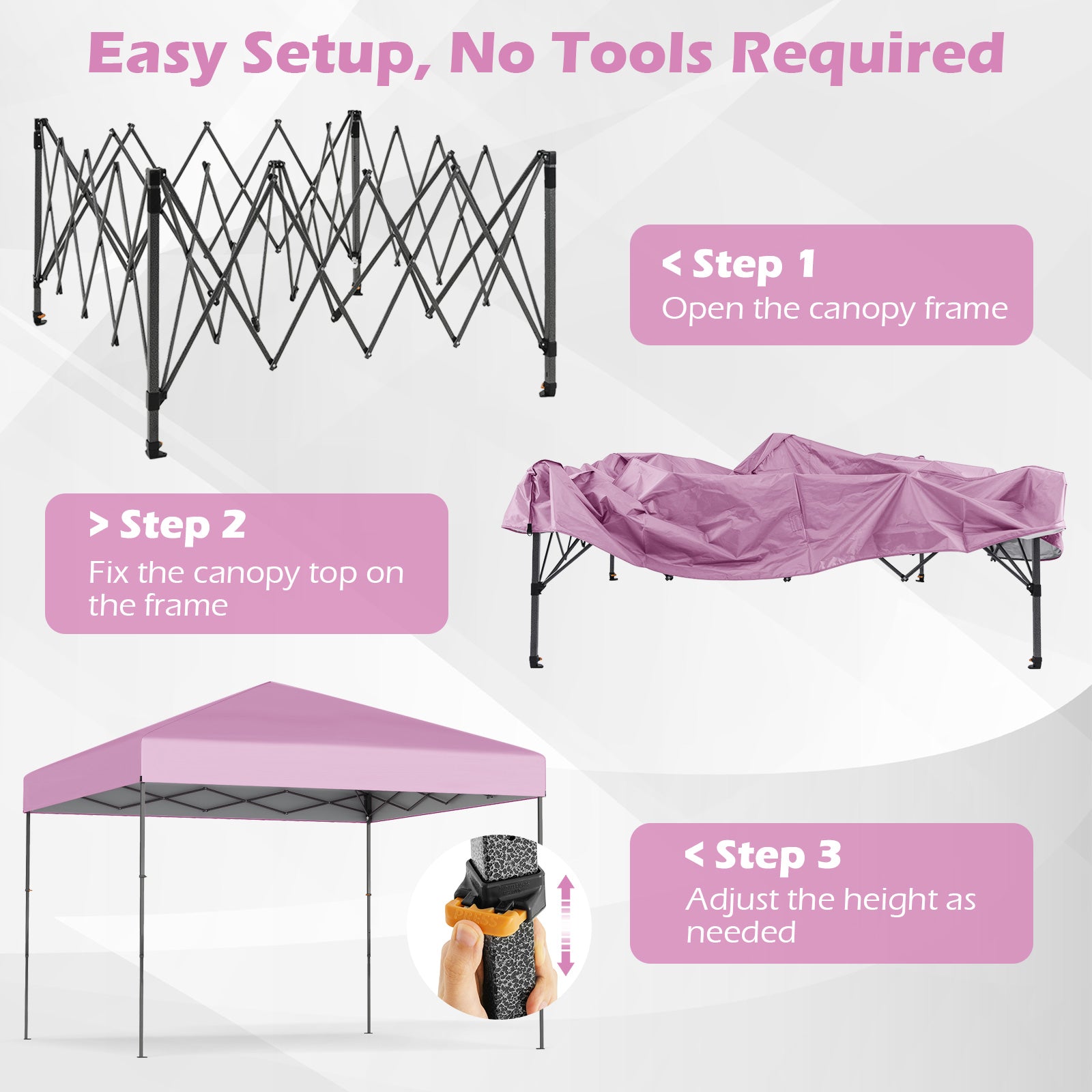 10 X 10 Feet Pop Up Canopy Tent, Portable Carrying Bag, 8 Stakes, Pink Canopies at Gallery Canada