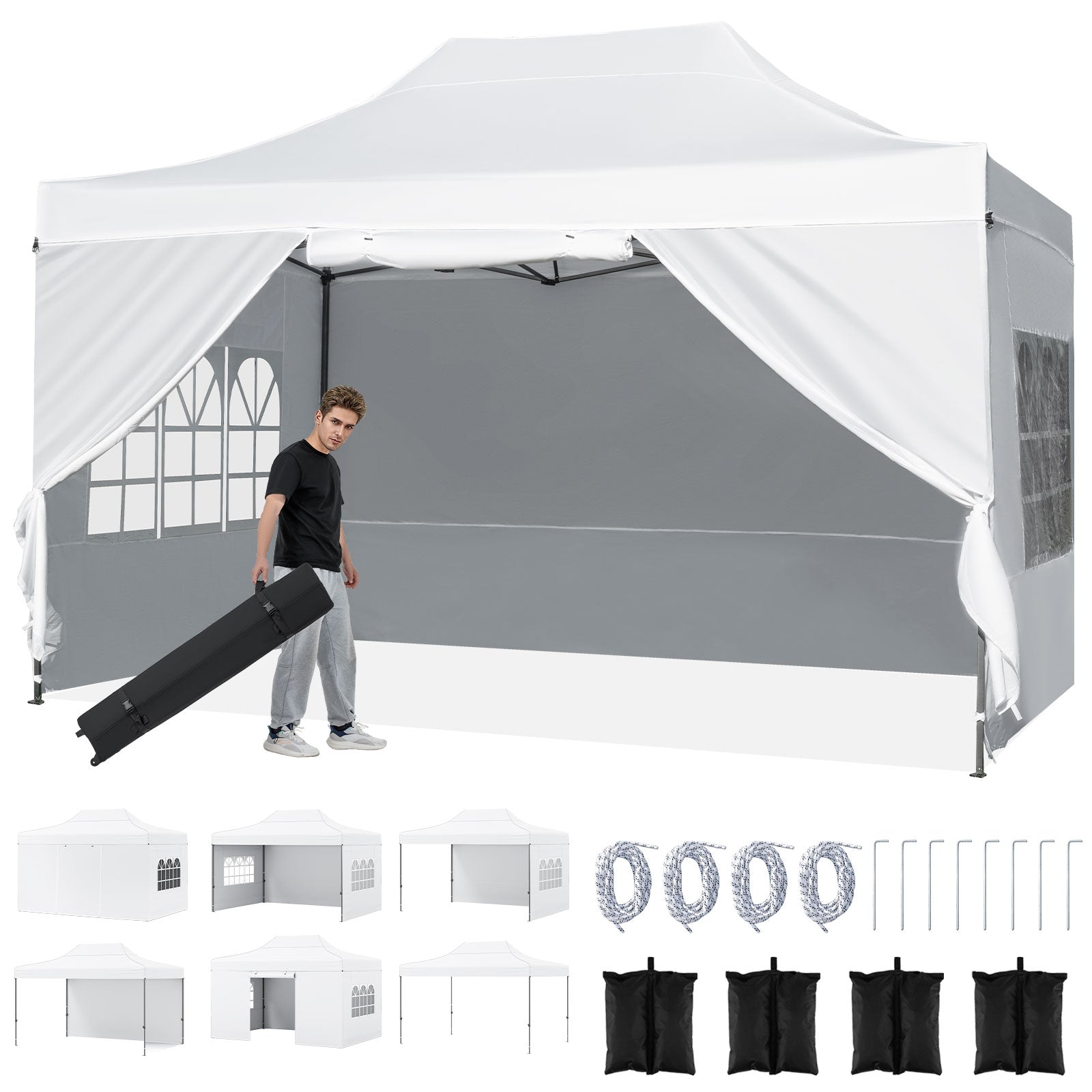 10 X 14 FT Pop Up Canopy Tent, Outdoor Patio Shelter, White Canopies White at Gallery Canada