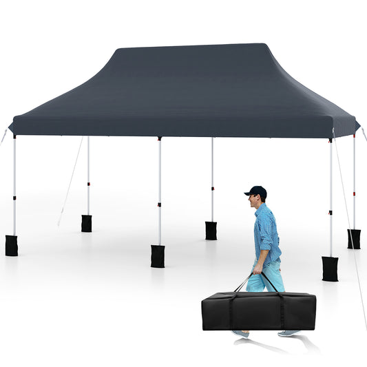 10 X 20 FT Foldable Portable Pop Up Canopy Tent, Black Canopies Black at Gallery Canada