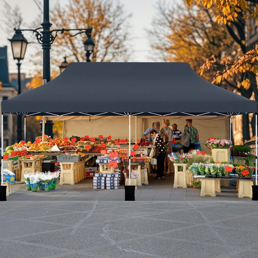 10 X 20 FT Foldable Portable Pop Up Canopy Tent, Black Canopies Black at Gallery Canada