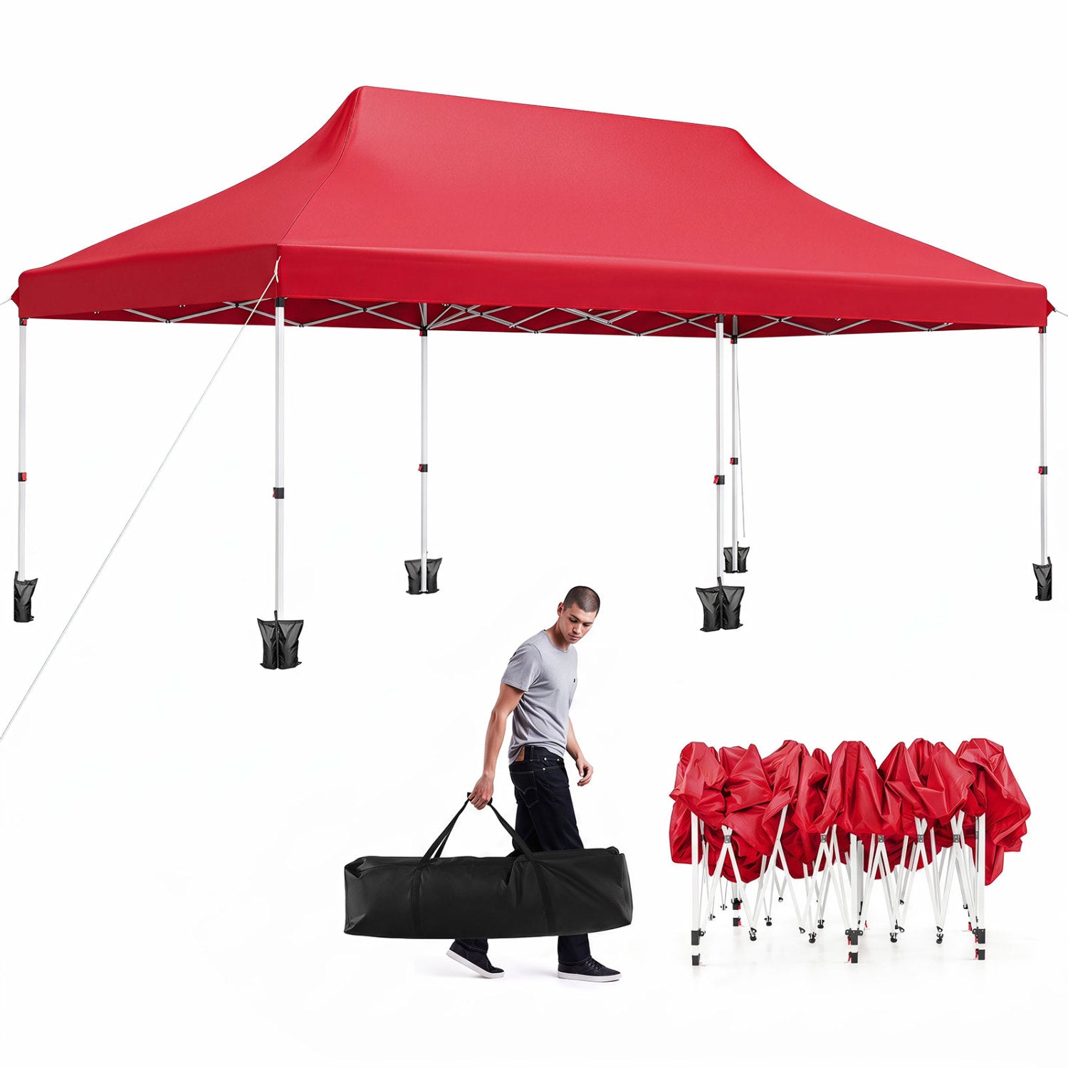10x20 FT Pop Up Canopy Tent, Red Canopies at Gallery Canada