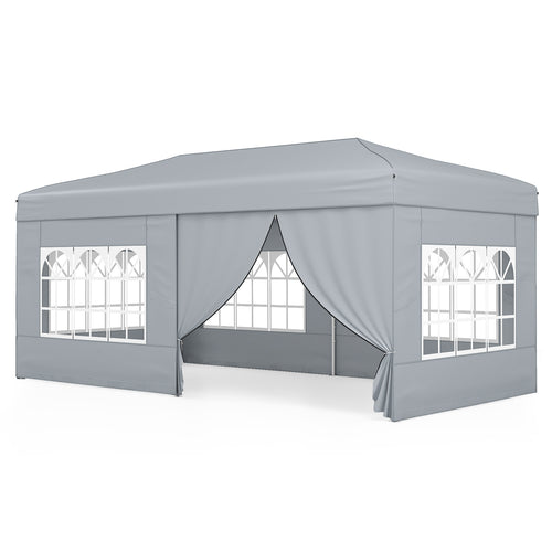 10 X 20 Feet Pop Up Canopy Tent, Instant Setup, 6 Sidewalls, Gray