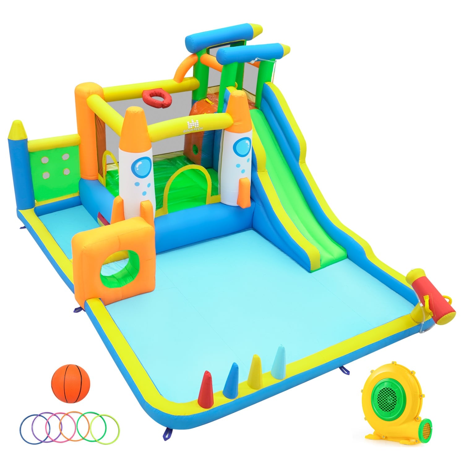 10-in-1 Inflatable Bounce House with Water Slide, 680W Blower Bounce House Multi-Color at Gallery Canada