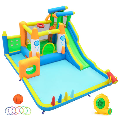 10-in-1 Inflatable Bounce House with Water Slide, 680W Blower Bounce House Multi-Color at Gallery Canada