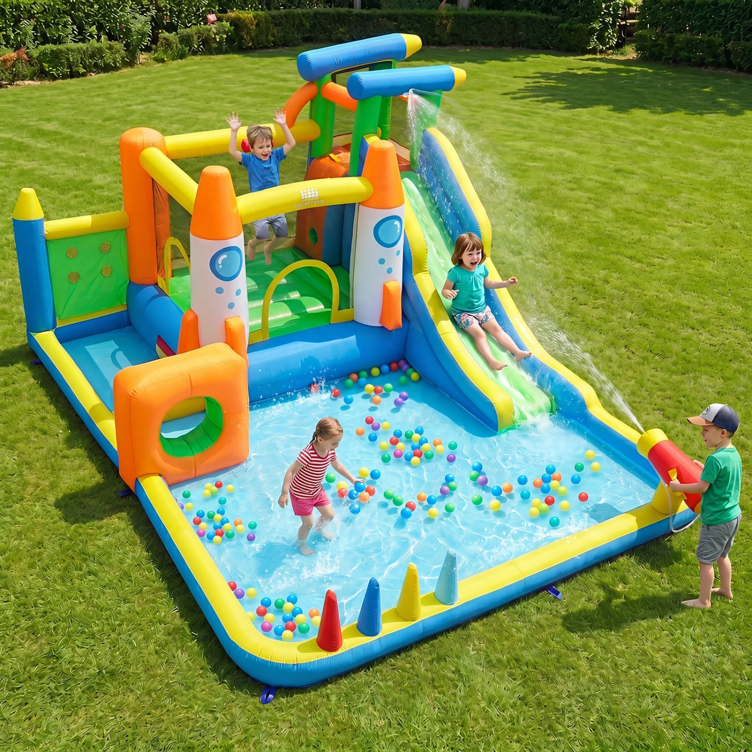 10-in-1 Inflatable Bounce House with Water Slide, 680W Blower Bounce House at Gallery Canada