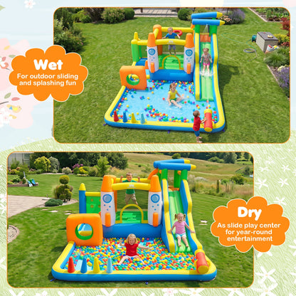 10-in-1 Inflatable Bounce House with Water Slide, 680W Blower Bounce House at Gallery Canada