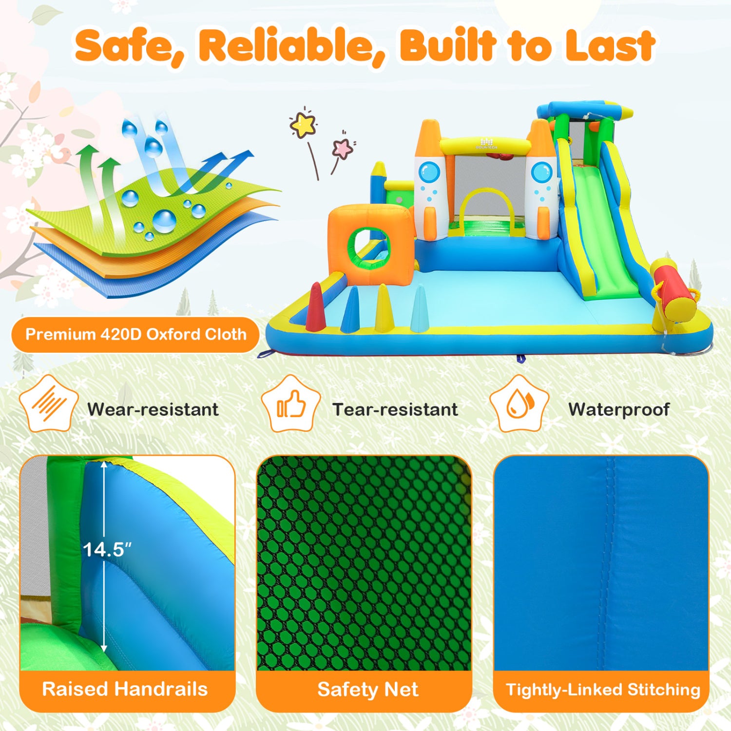 10-in-1 Inflatable Bounce House with Water Slide, 680W Blower Bounce House at Gallery Canada