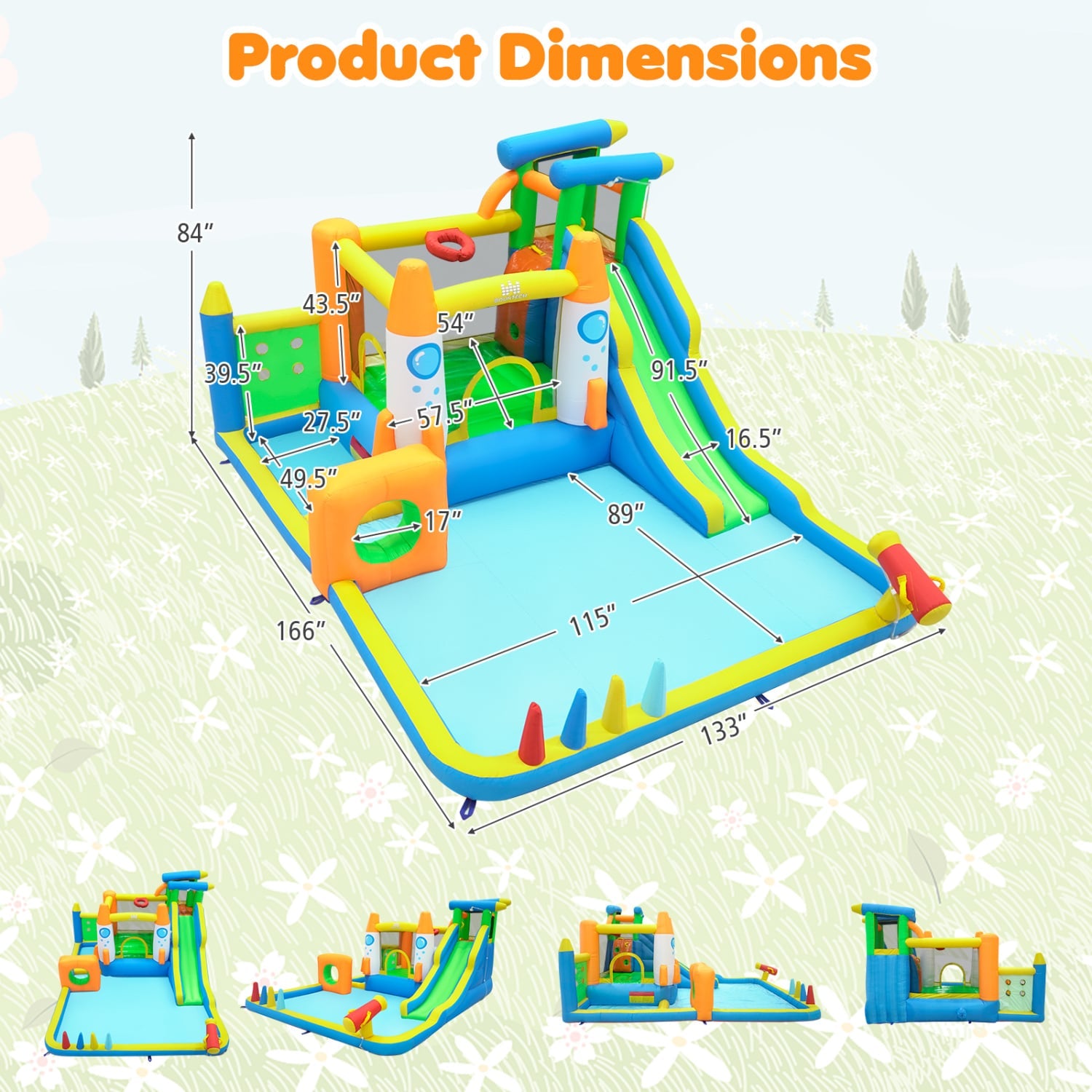 10-in-1 Inflatable Bounce House with Water Slide, 680W Blower Bounce House at Gallery Canada