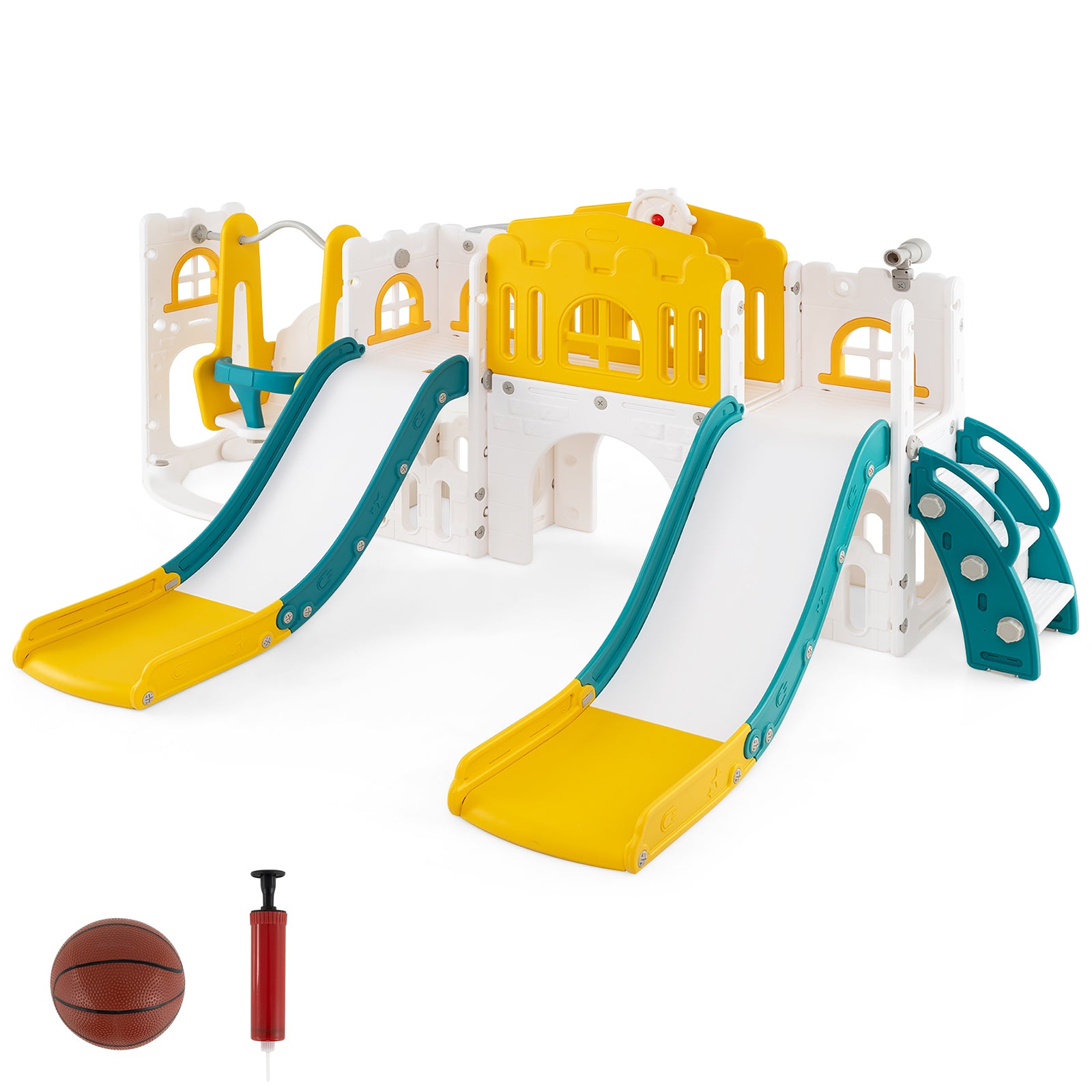 Toddler Slide And Swing Set, 10-In-1, Double Slides With Tunnel, Yellow Climbers & Slides at Gallery Canada