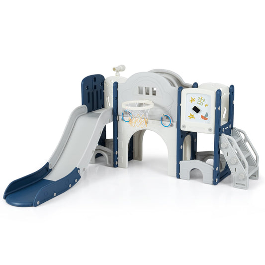 10 In 1 Toddler Slide Climber Playset, Indoor Playground, Blue Climbers & Slides Blue at Gallery Canada