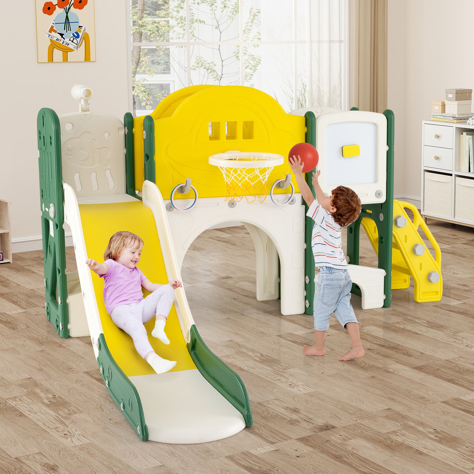 10 In 1 Toddler Slide Climber Playset, Indoor Playground, Yellow Climbers & Slides at Gallery Canada
