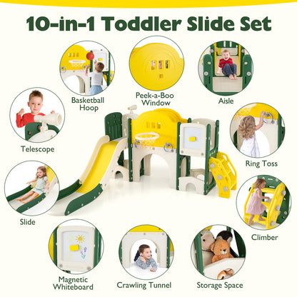 10 In 1 Toddler Slide Climber Playset, Indoor Playground, Yellow Climbers & Slides at Gallery Canada
