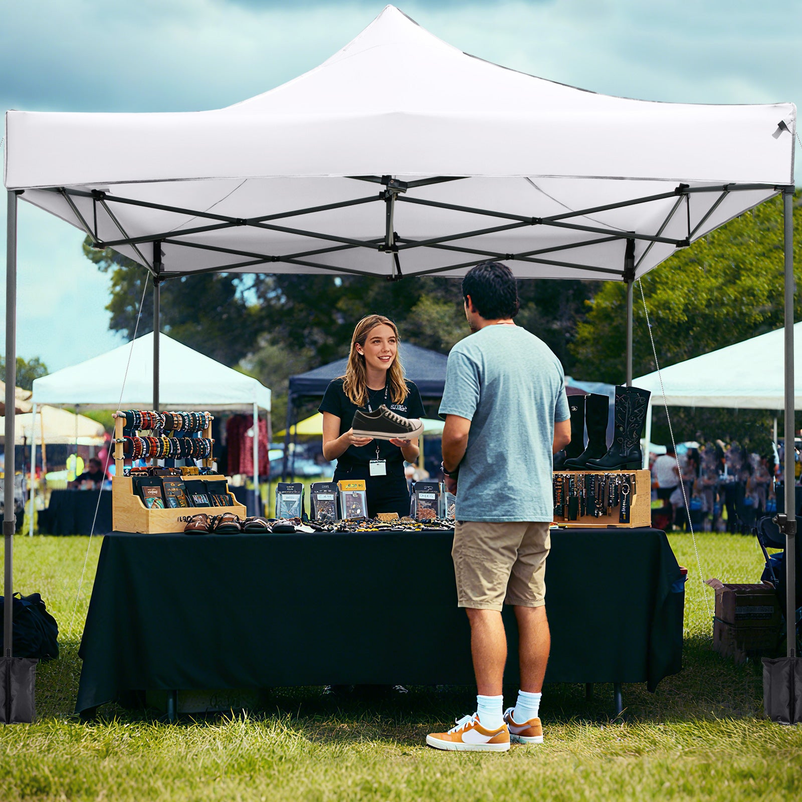 10 x 10 FT Outdoor Pop up Canopy Tent Easy Setup Gazebo Shelter with Wheeled Bag, White Canopies at Gallery Canada