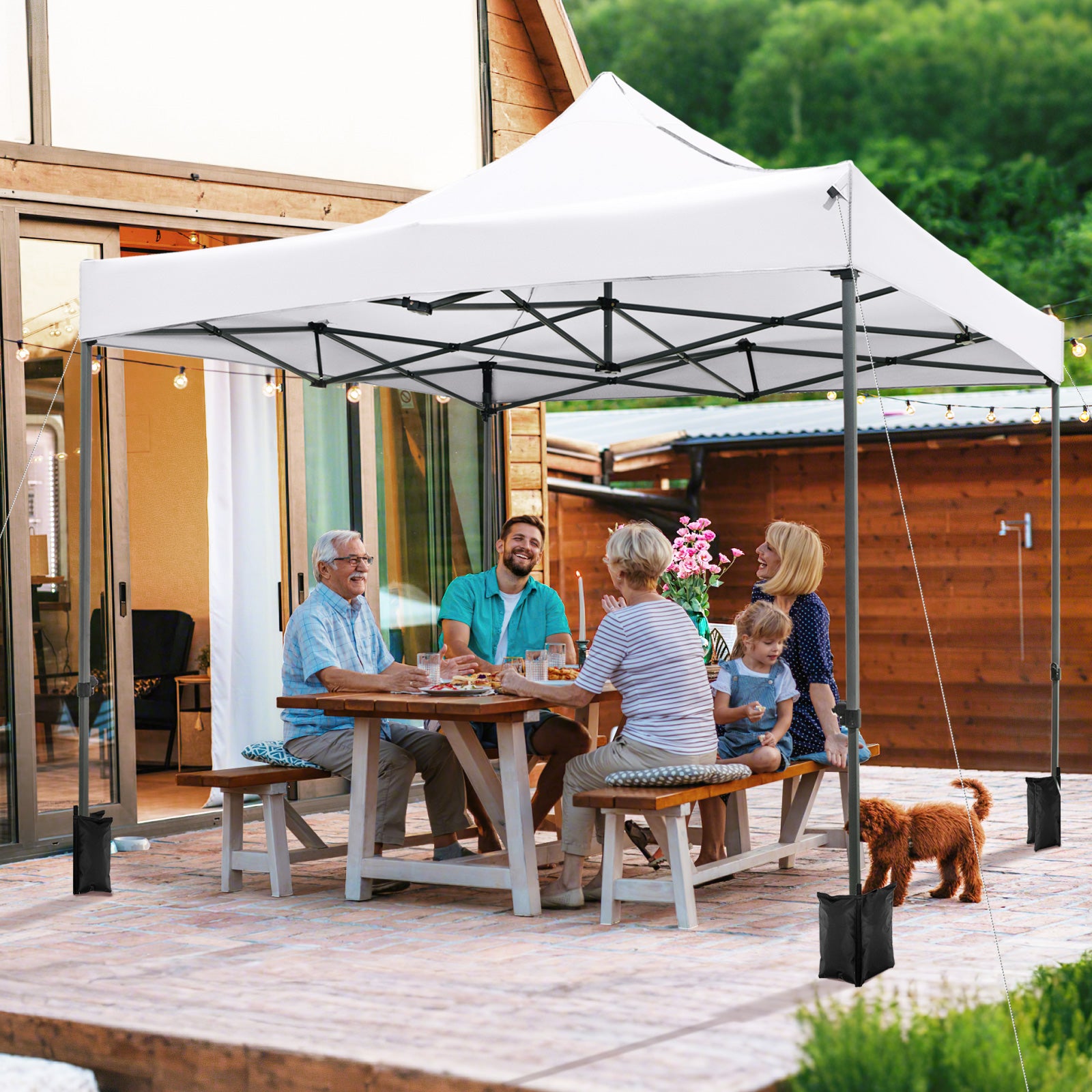 10 x 10 FT Outdoor Pop up Canopy Tent Easy Setup Gazebo Shelter with Wheeled Bag, White Canopies at Gallery Canada
