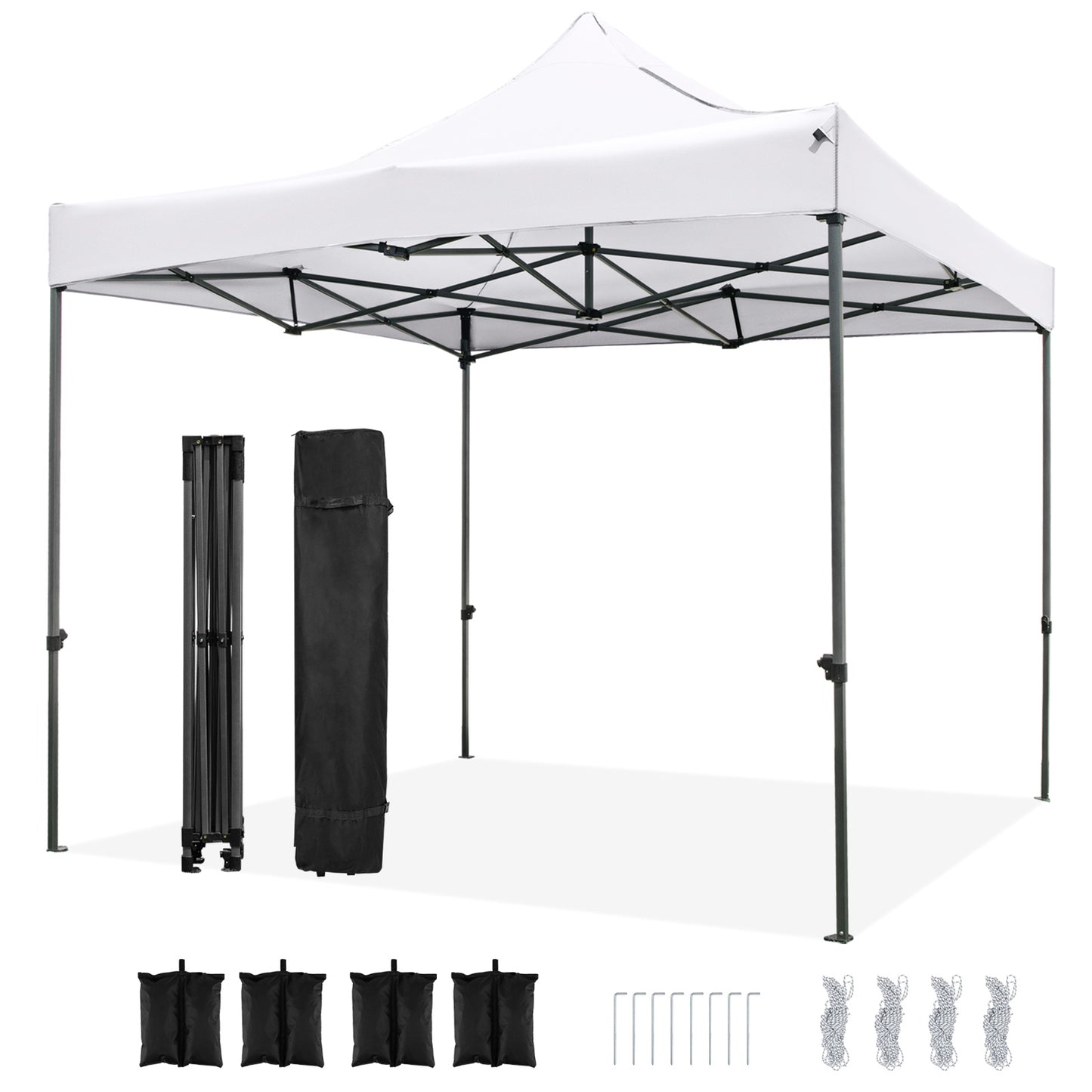 10 x 10 FT Outdoor Pop up Canopy Tent Easy Setup Gazebo Shelter with Wheeled Bag, White Canopies at Gallery Canada