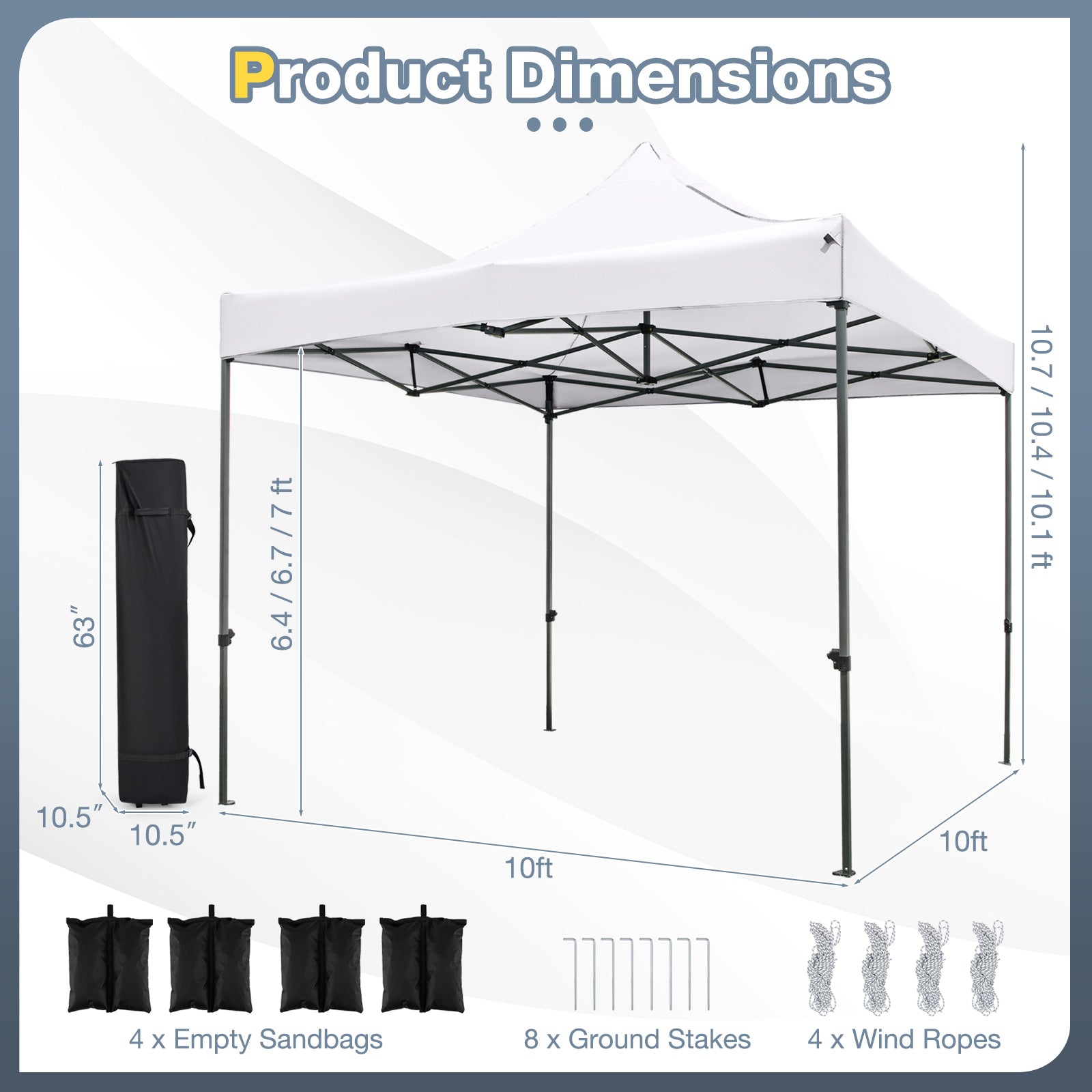 10 x 10 FT Outdoor Pop up Canopy Tent Easy Setup Gazebo Shelter with Wheeled Bag, White Canopies at Gallery Canada