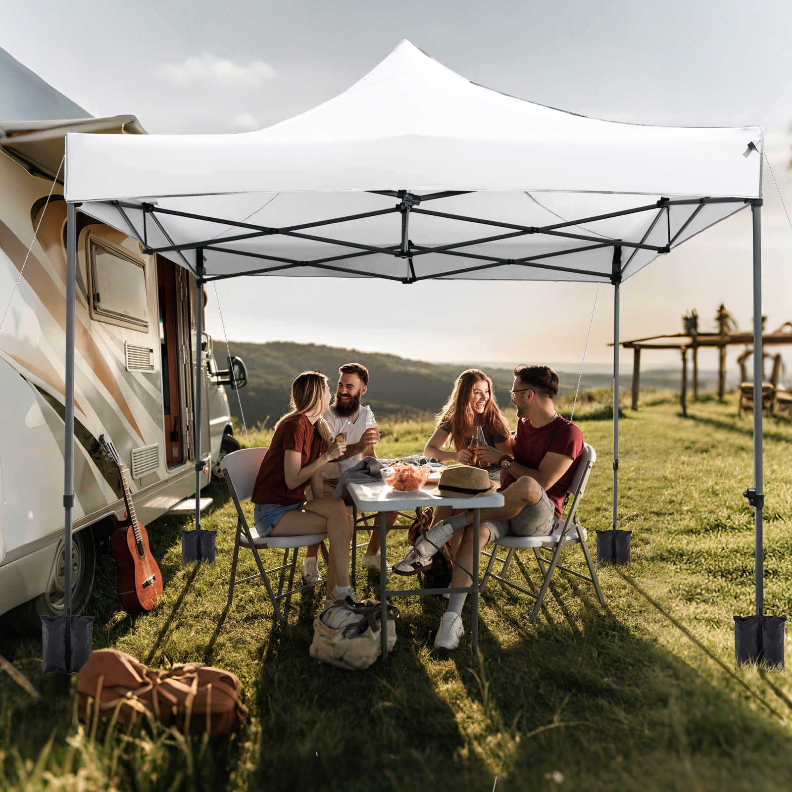 10 x 10 FT Outdoor Pop up Canopy Tent Easy Setup Gazebo Shelter with Wheeled Bag, White Canopies at Gallery Canada